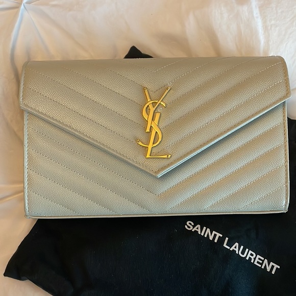 Yves Saint Laurent Handbags - Cassandre Matelasae Chain Wallet in Grain de Poudre Embossed leather.